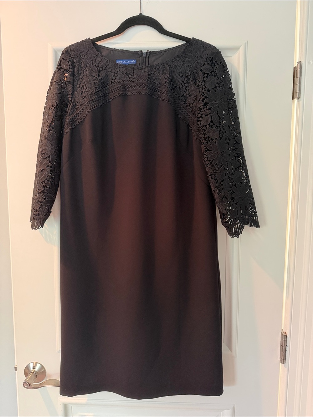 Talbots RSVP, Sheath Dress, Lace Sleeves, Black, Size 12